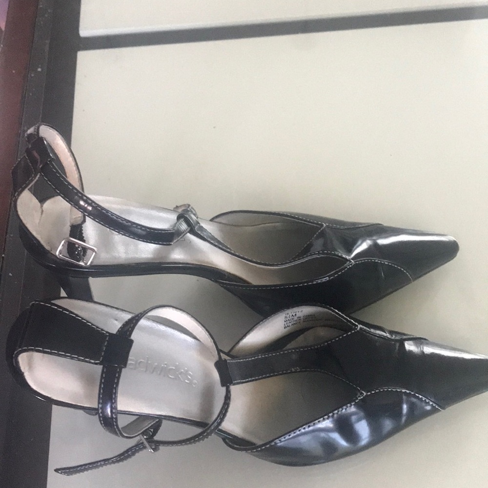 Black 3” inch T-strap Heels:  Size 5 1/2